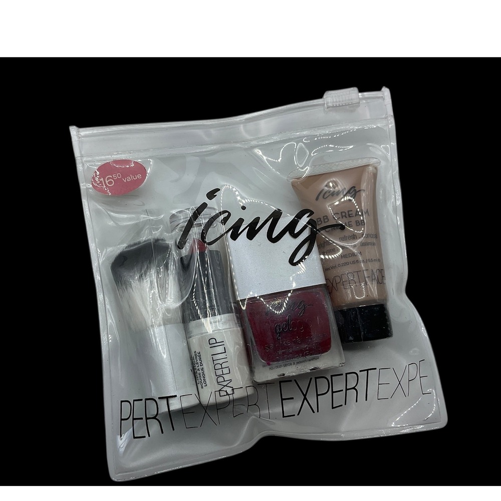 ICING Expert Lip BB Cream Nail Polish Brush Makeup Set 4 Pc Value